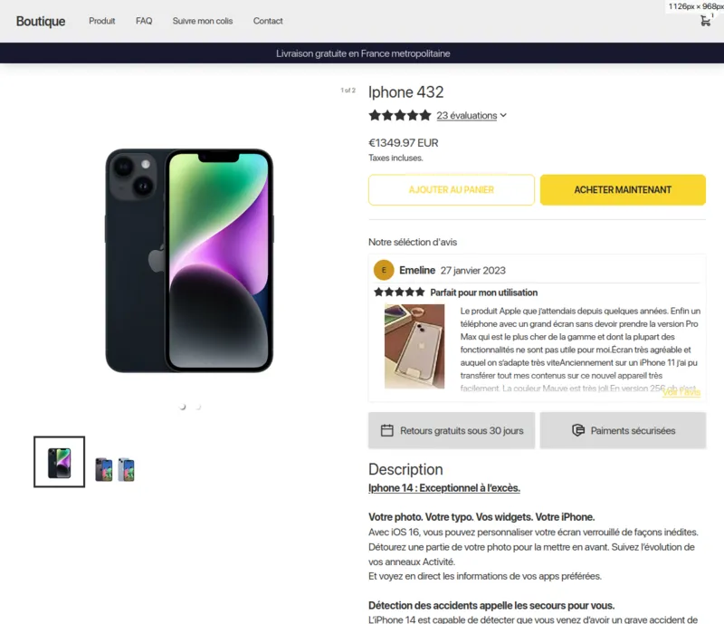 Boutique mono produit